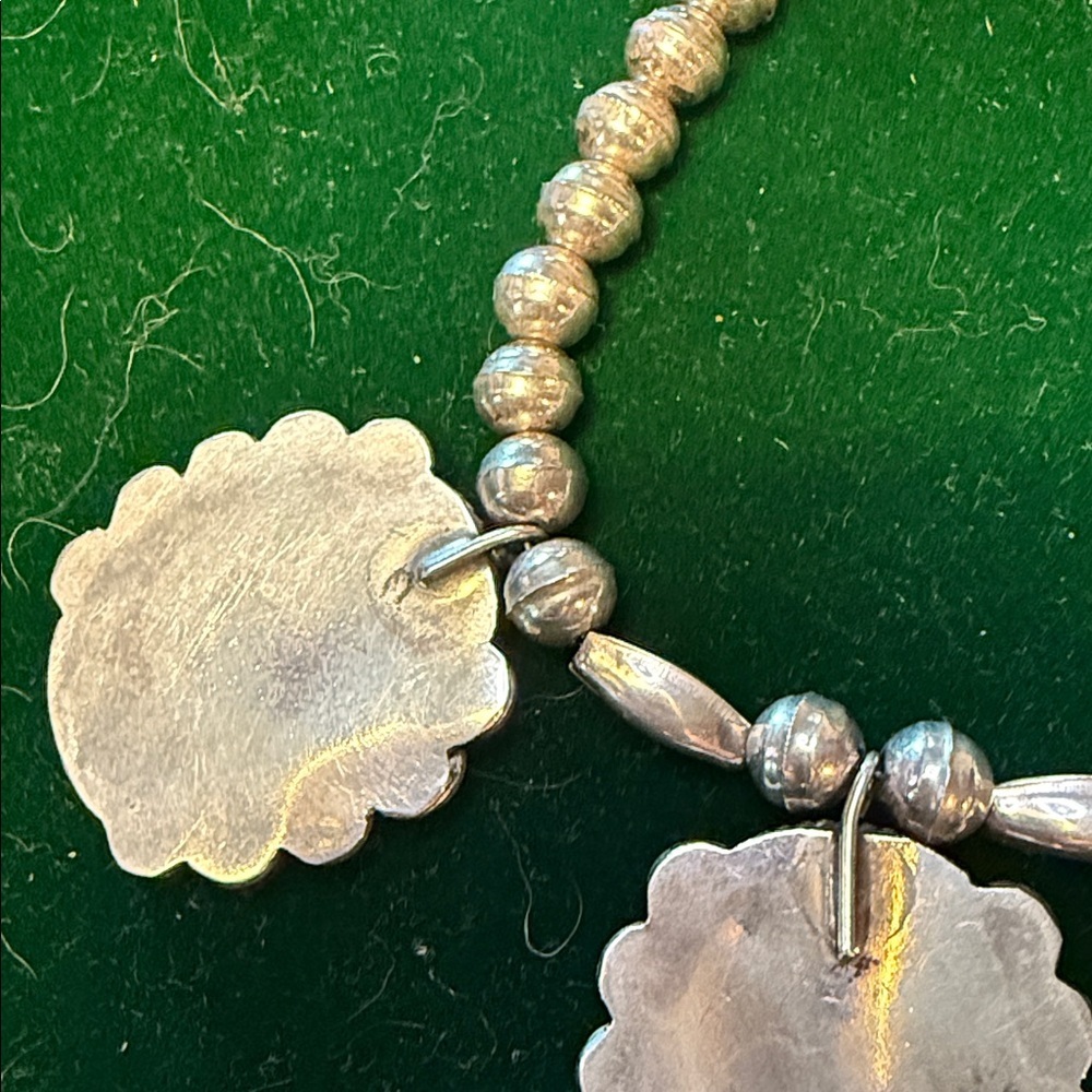 Sterling Silver 9.25 Beaded Necklace with Blue Birds. Vintage 16 inches - Picture 8 of 8